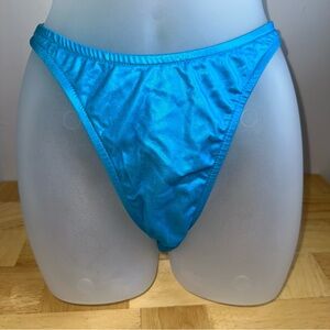 90s Y2K dead stock surf side Blue metallic high waisted bikini bottoms Sz M NWt